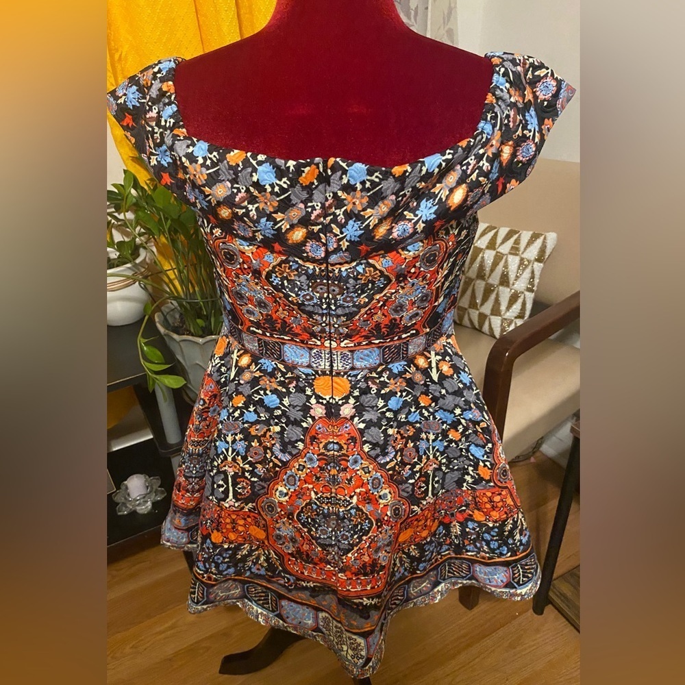 Comino Couture- Vintage | A line | Size 14 Folk Print | Party Mini Dress - - Picture 2 of 11